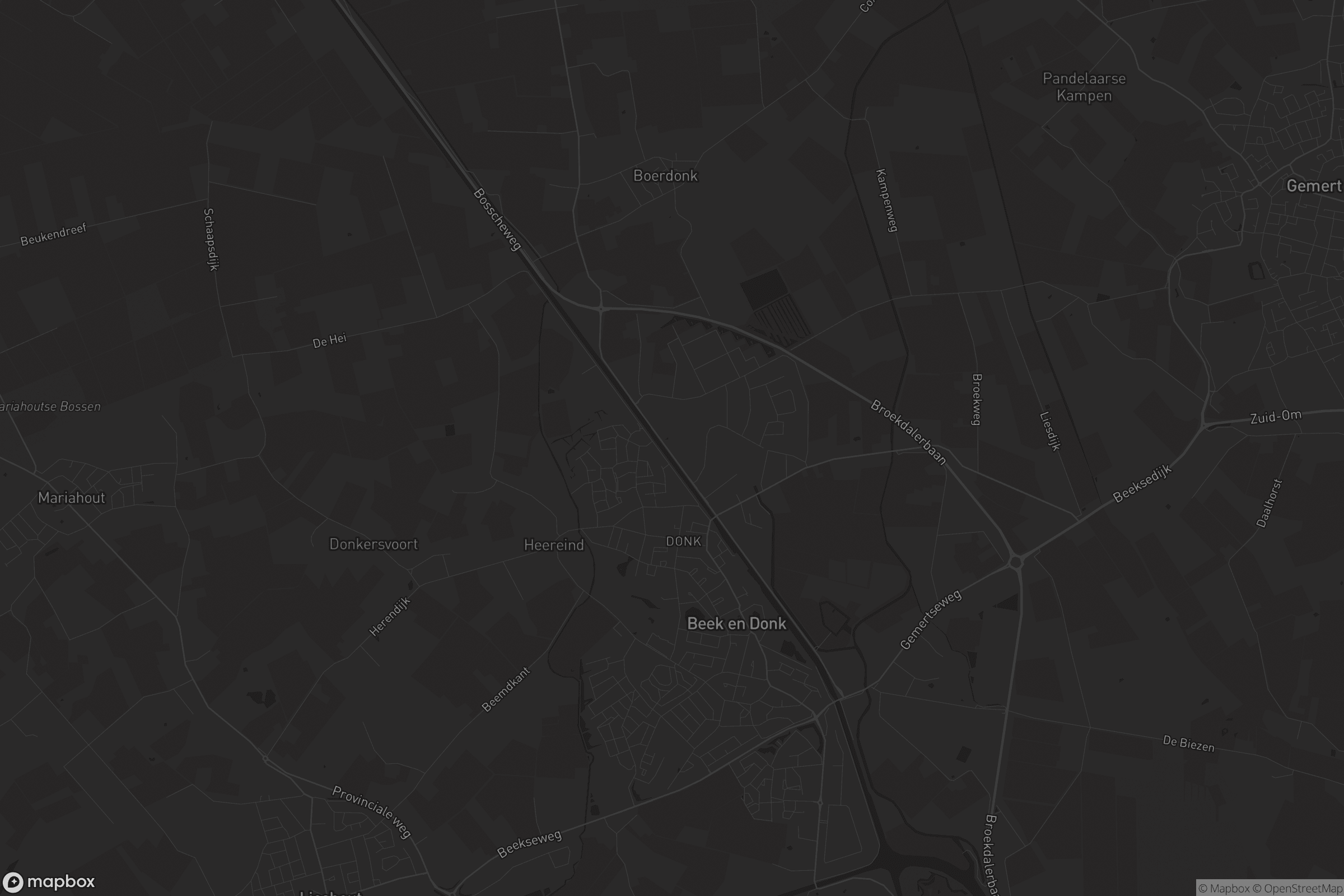 Kaart van Beek en Donk