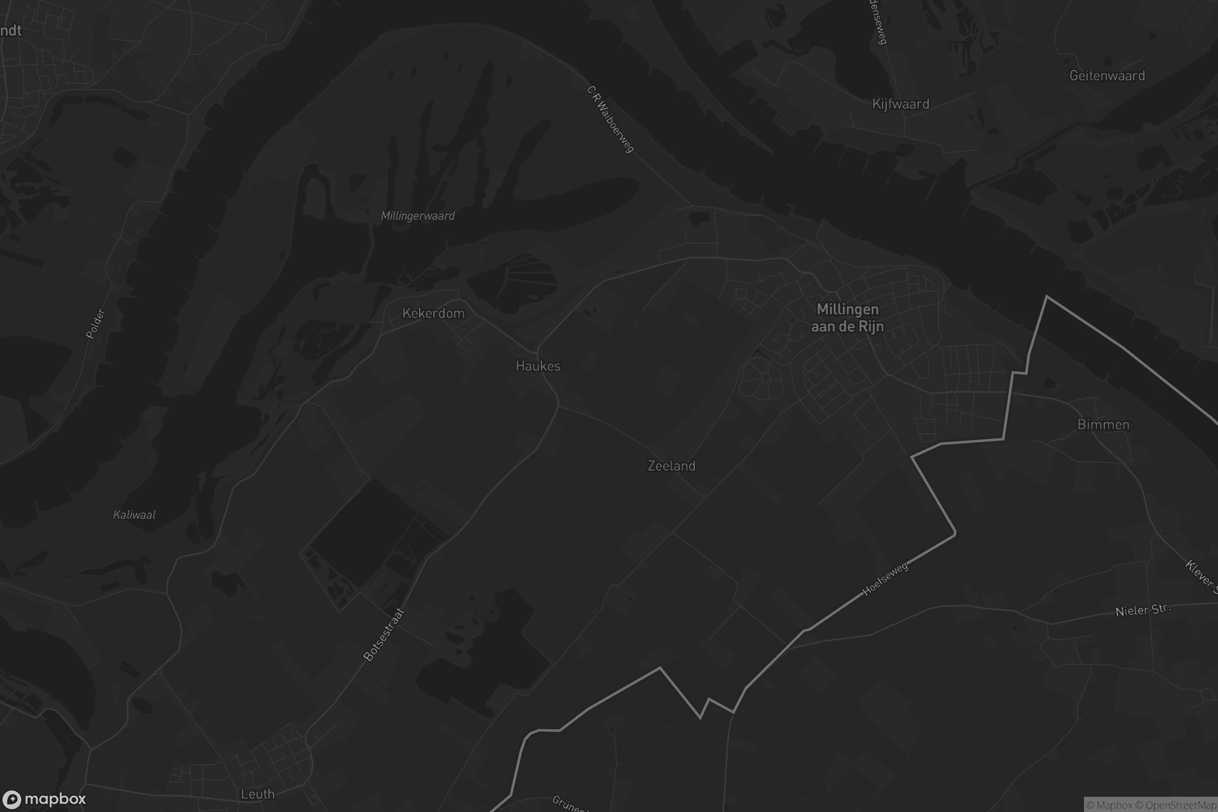 Kaart van Millingen aan de Rijn