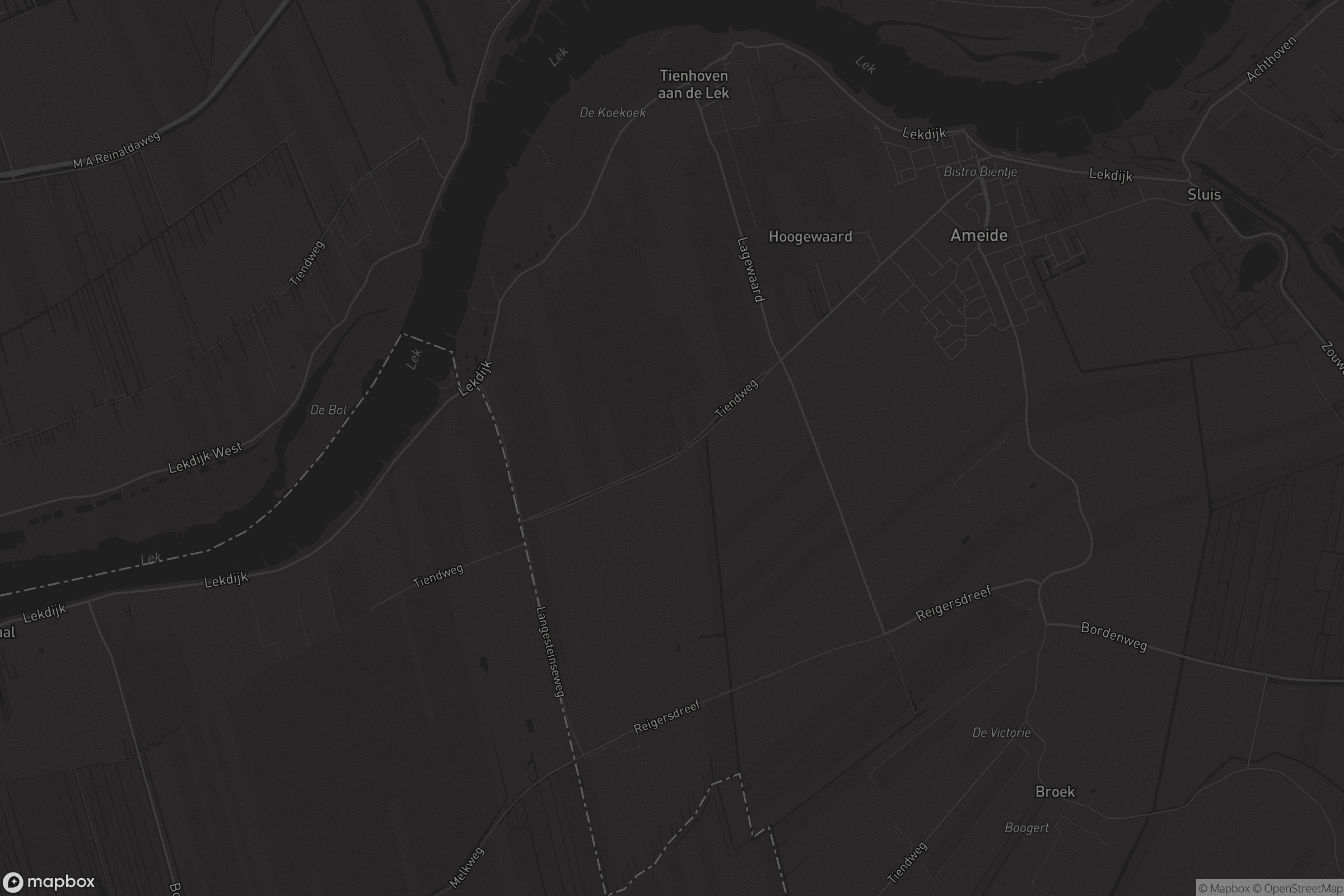 Kaart van Tienhoven aan de Lek